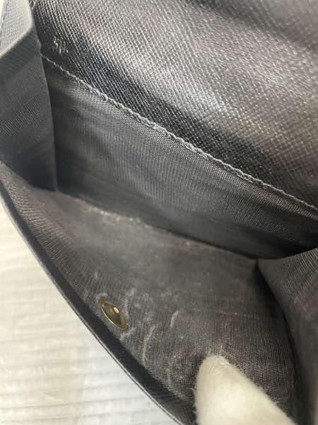 PRADA テスート ナイロン×サフィアーノ コンパクトウォレット ブラック