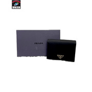 PRADA テスート ナイロン×サフィアーノ コンパクトウォレット ブラック