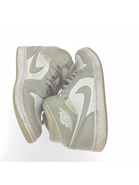 NIKE AIR JORDAN 1 MID LINEN ハイカットスニーカー 白グレー 27cm