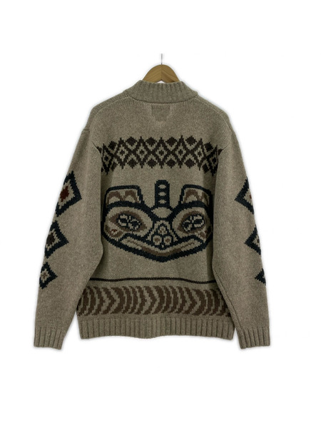 PENDLETON ジャケット トーテムポール ベア カウチンニット ジップカーディガン S 茶
