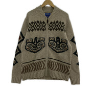 PENDLETON ジャケット トーテムポール ベア カウチンニット ジップカーディガン S 茶