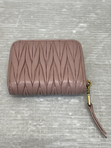 miumiu マテラッセ ラウンドジップ コインケース ピンク[値下]