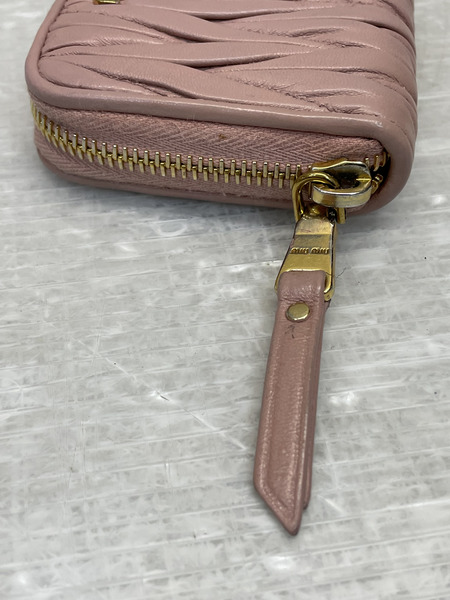 miumiu マテラッセ ラウンドジップ コインケース ピンク[値下]