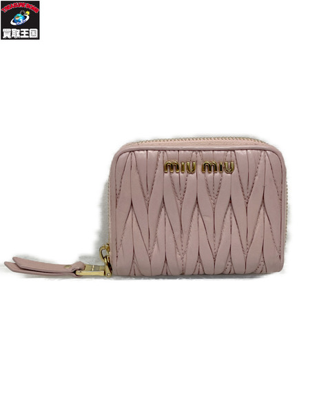 miumiu マテラッセ ラウンドジップ コインケース ピンク[値下]