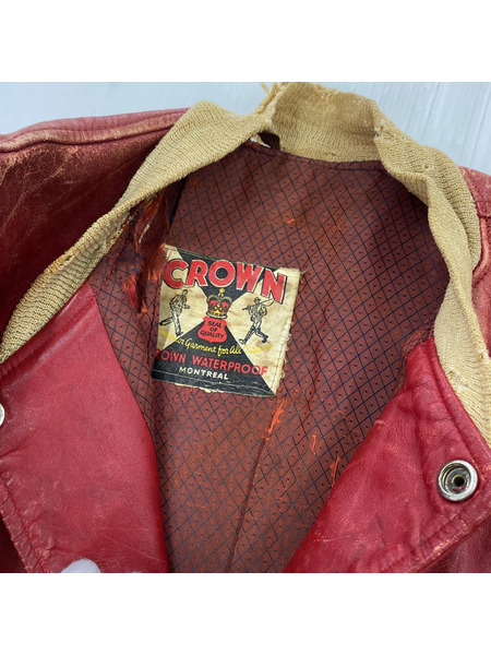 OLD・VINTAGE 50s CROWN カナダ製 レザー ブルゾン RED