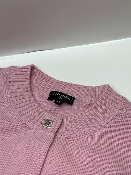 CHANEL ターンロックボタン ニット カーディガン Size34 ピンク 本体のみ シャネル ココマーク カシミヤ カシミア