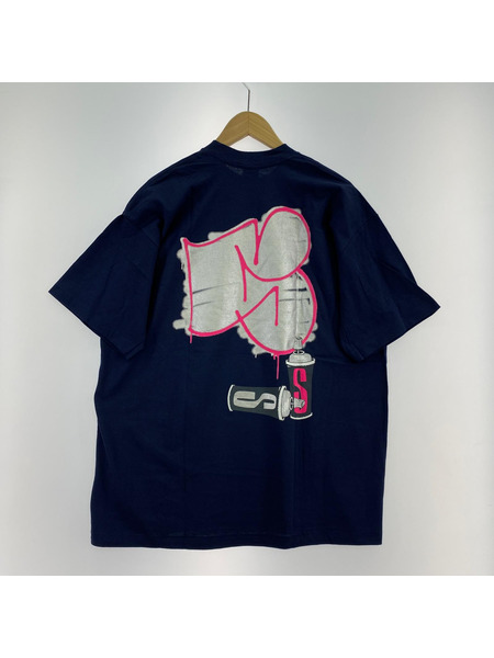 STUSSY　紺タグ　TROUW UP Tシャツ　ネイビー　XL