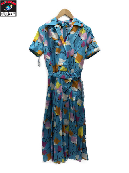 GUCCI Tulip print pleated dress 青 (36)