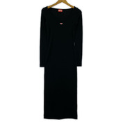 DIESEL 長袖ワンピース リブニットロングワンピース  BLK