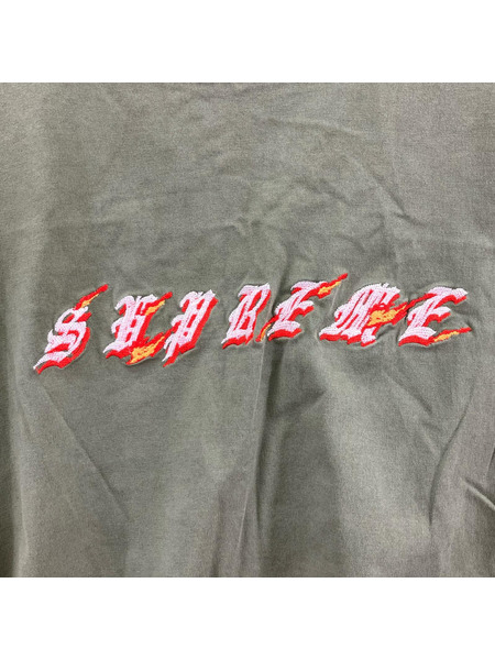 Supreme 半袖Tシャツ・カットソー flames Tee カーキ (XL)