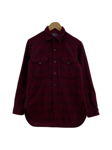 60s PENDLETON ウール シャドーチェックシャツ (15.5) レッド