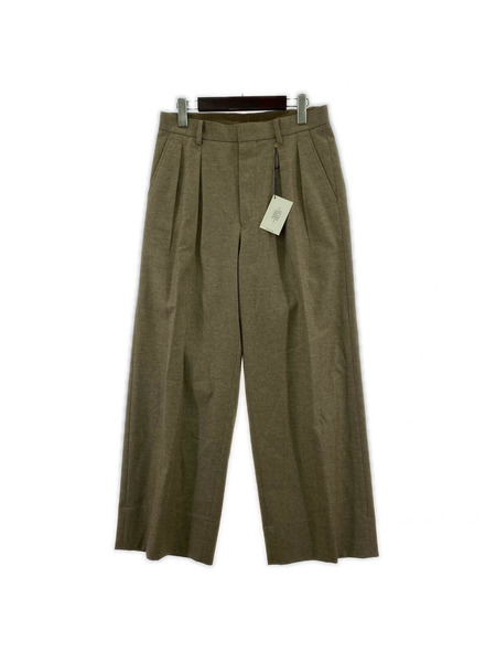 パンツ nikki essential pieces ウールタックパンツ 茶 (2)