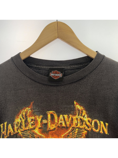 Harley-Davidson イーグルフレイム プリントロンTee 黒