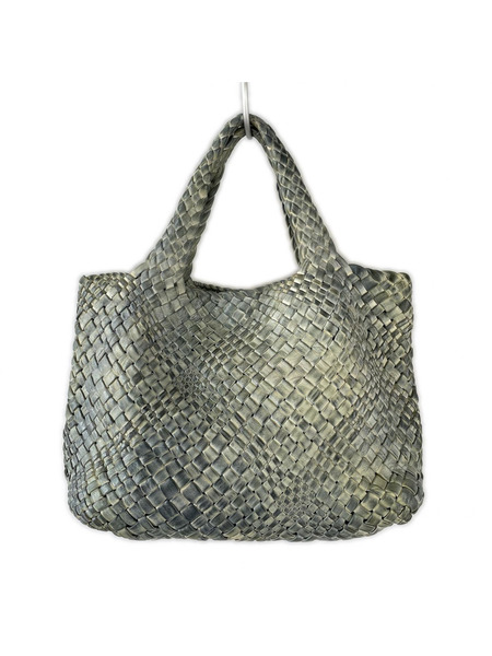 ハンドバッグ FALORNI ITALIA 編ミ込ミレザーハンドバッグ