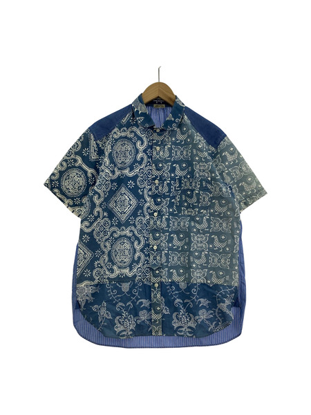 JUNYA WATANABE COMME des GARCONS総柄切替アロハシャツ 青 (S) AD2021