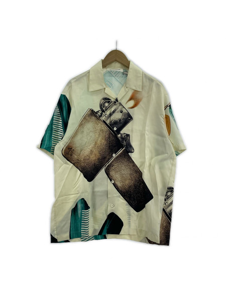 JIL SANDER 半袖シャツ 23SS 総柄レーヨンSSシャツ 37 オフホワイト