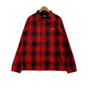 STUSSY ジャケット コーチジャケット/チェック/赤 (M)