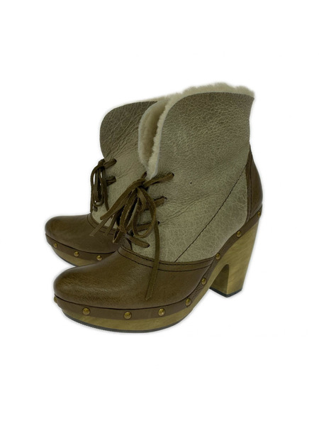 MANA レザーショートブーツ