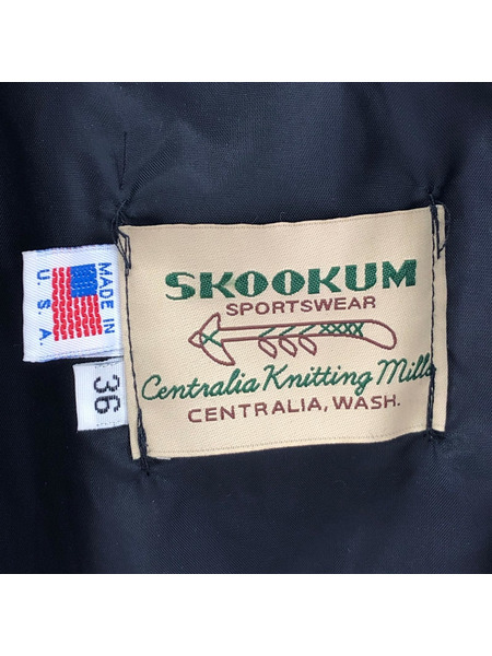 SKOOKUM 袖レザースタジャン (36) キャメル×ブラック[値下]
