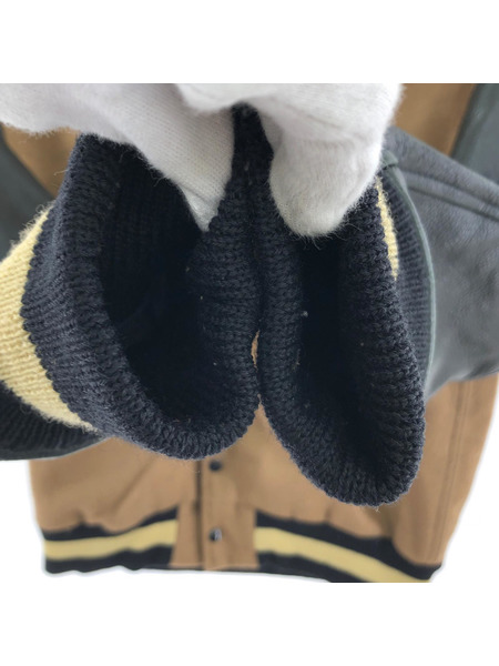 SKOOKUM 袖レザースタジャン (36) キャメル×ブラック[値下]