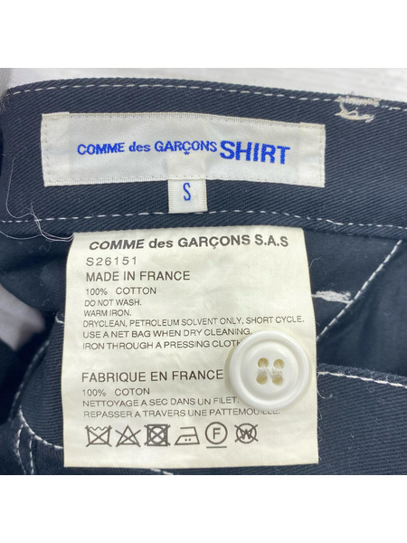 COMME des GARCONS パンツ SHIRT ホワイトステッチクロップドパンツ 黒
