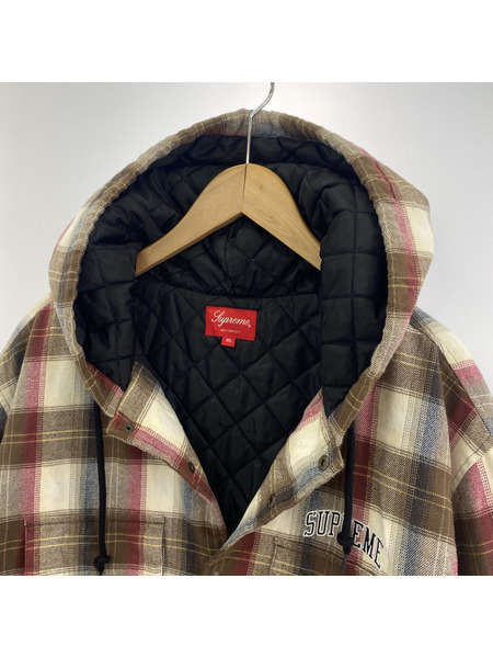 Supreme 19AW Quilted Hooded Plaid Shirt XL