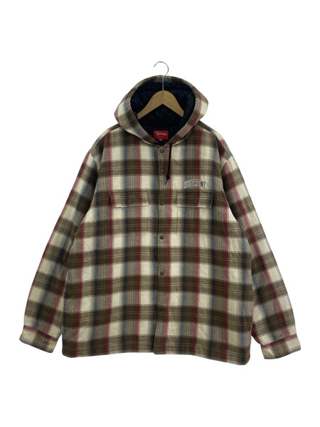 Supreme 19AW Quilted Hooded Plaid Shirt XL