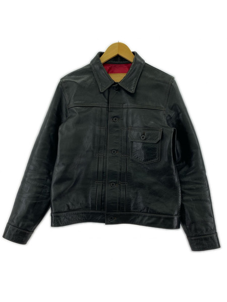 レザージャケット Y'2LEATHER ホース 1stタイプ トラッカー 黒 38