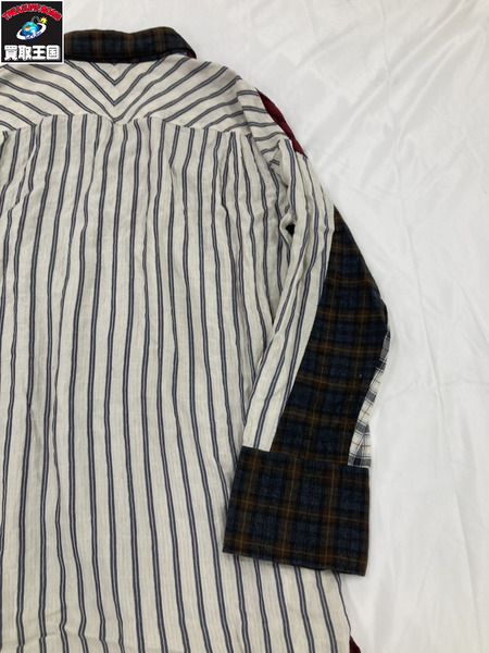 LOEWE ロエベ 19AW アシンメトリー ロングシャツ Sサイズ H2299300GA パッチワーク オーバーサイズ ブラウス