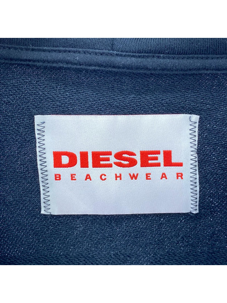 DIESEL パーカー(ジップアップ) バックプリント ブラック(S)