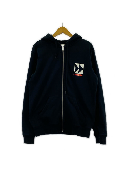 DIESEL パーカー(ジップアップ) バックプリント ブラック(S)