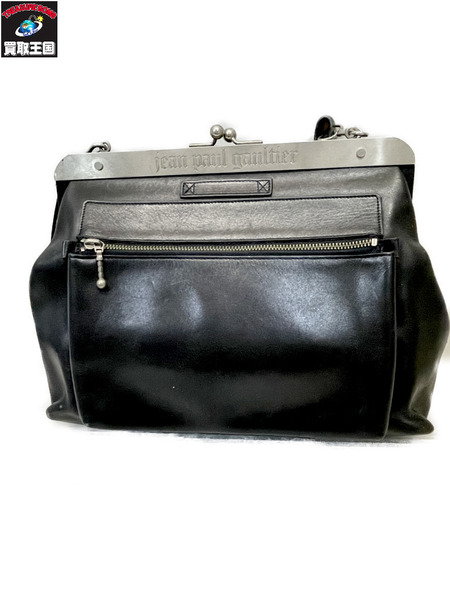 JEAN PAUL GAULTIER FEMME がま口 レザーショルダーバッグ 黒