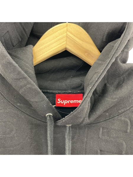 Supreme 21SS Embossed Logos Hoodedshirt POパーカー M ブラック