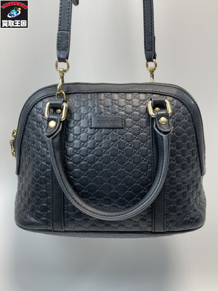 GUCCI グッチ 449654 マイクログッチシマ 2WAY レザーショルダーバック  ブラック