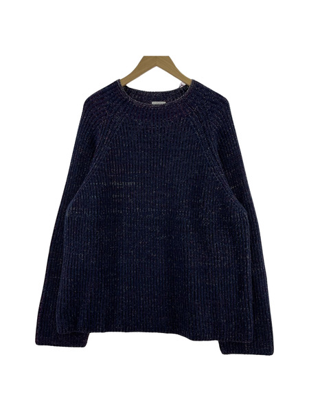 URU Over Knit アクリルウール メランジニット F 紺 21FUK03