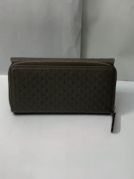 GUCCI マイクロシマ ラウンドジップ長財布 449364 グレージュ グッチ ロングウォレット 3つ折財布 ラウンドウォレット