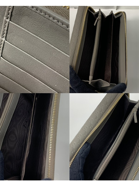 GUCCI マイクロシマ ラウンドジップ長財布 449364 グレージュ グッチ ロングウォレット 3つ折財布 ラウンドウォレット