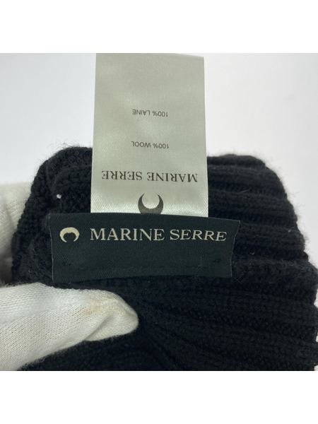 . ニットキャップ MARRINE SERRE　ロゴニットキャップ　黒