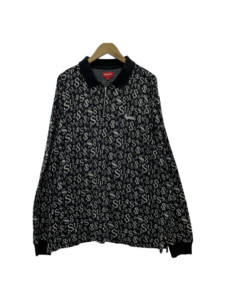 Supreme 22aw Currency Jacquard Zip L/S Polo (L) 黒
