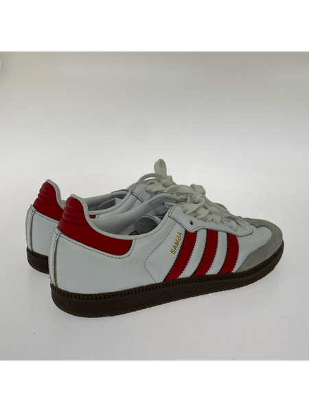 adidas スニーカー SAMBA 白赤 (24.5cm)