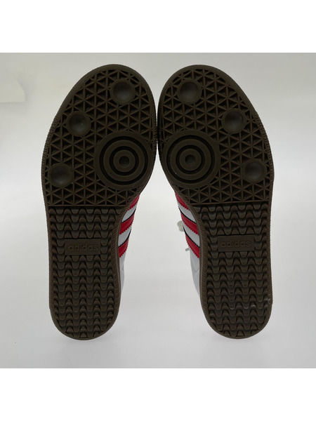 adidas スニーカー SAMBA 白赤 (24.5cm)
