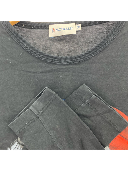 MONCLER 長袖Tシャツ・カットソー ロゴワッペン カットソー ブラック