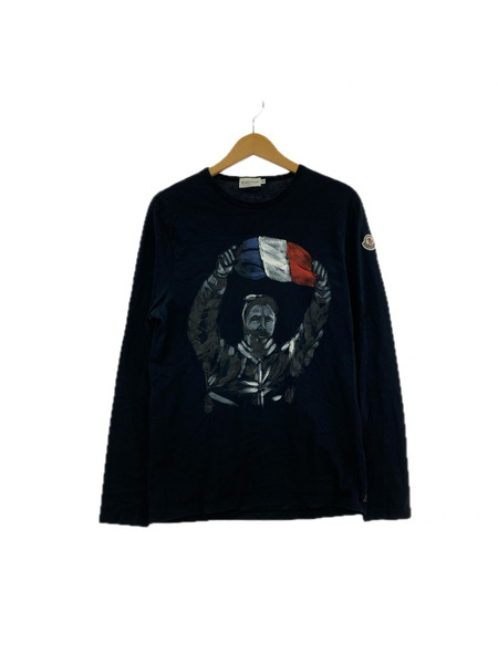 MONCLER 長袖Tシャツ・カットソー ロゴワッペン カットソー ブラック