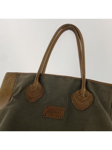 L.L.Bean ソノ他バッグ 筆記体ロゴ レザー切替 茶 トートバッグ