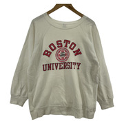 80s champion raglan sweat boston 染込ミ 白 XL