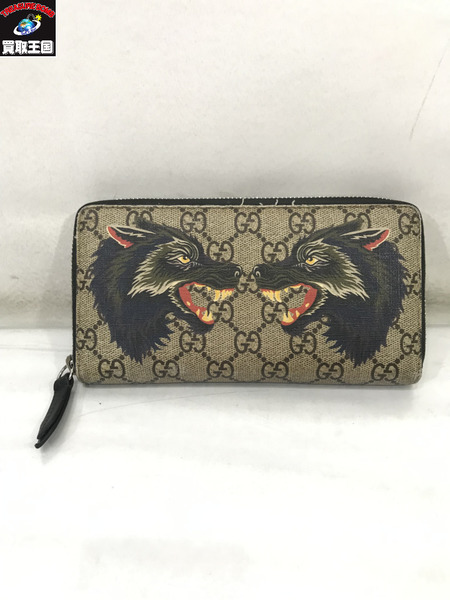 GUCCI ロングウォレット/GGスプリーム/ダブルウルフ/グッチ[値下]