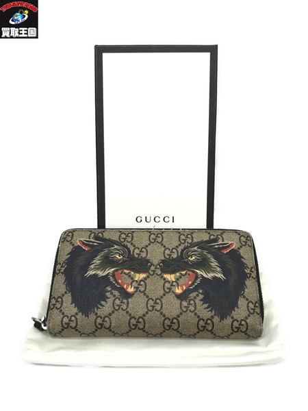 GUCCI ロングウォレット/GGスプリーム/ダブルウルフ/グッチ