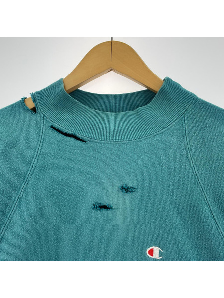 Champion スウェット・トレーナー REVERSE WEAVE 90s後期 モックネック カンガルー 緑 (M)