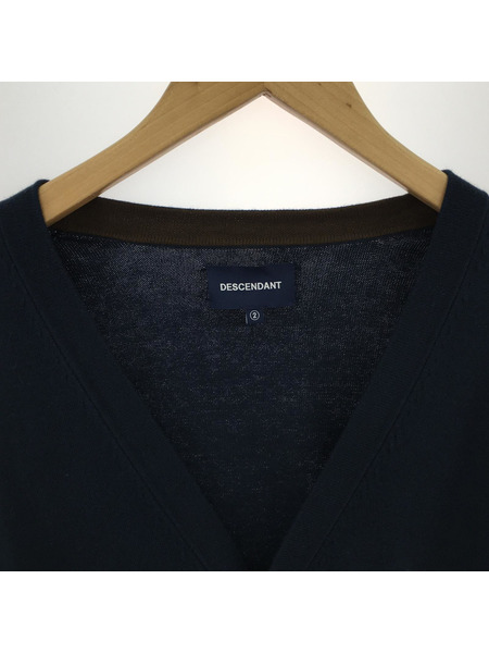 DESCENDANT ロゴ刺繍 CARDIGAN NAVY SIZE:2