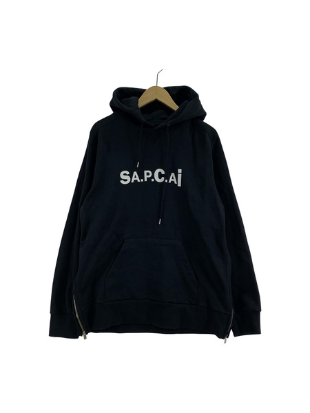 Sacai×A.P.C. 21ss サイドジップPOパーカー (XL) 黒